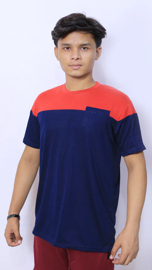 New Style 2-Panel Custom Slim Fit T-Shirt with Front Pocket (