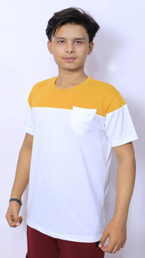 New Style 2-Panel Custom Slim Fit T-Shirt with Front Pocket (